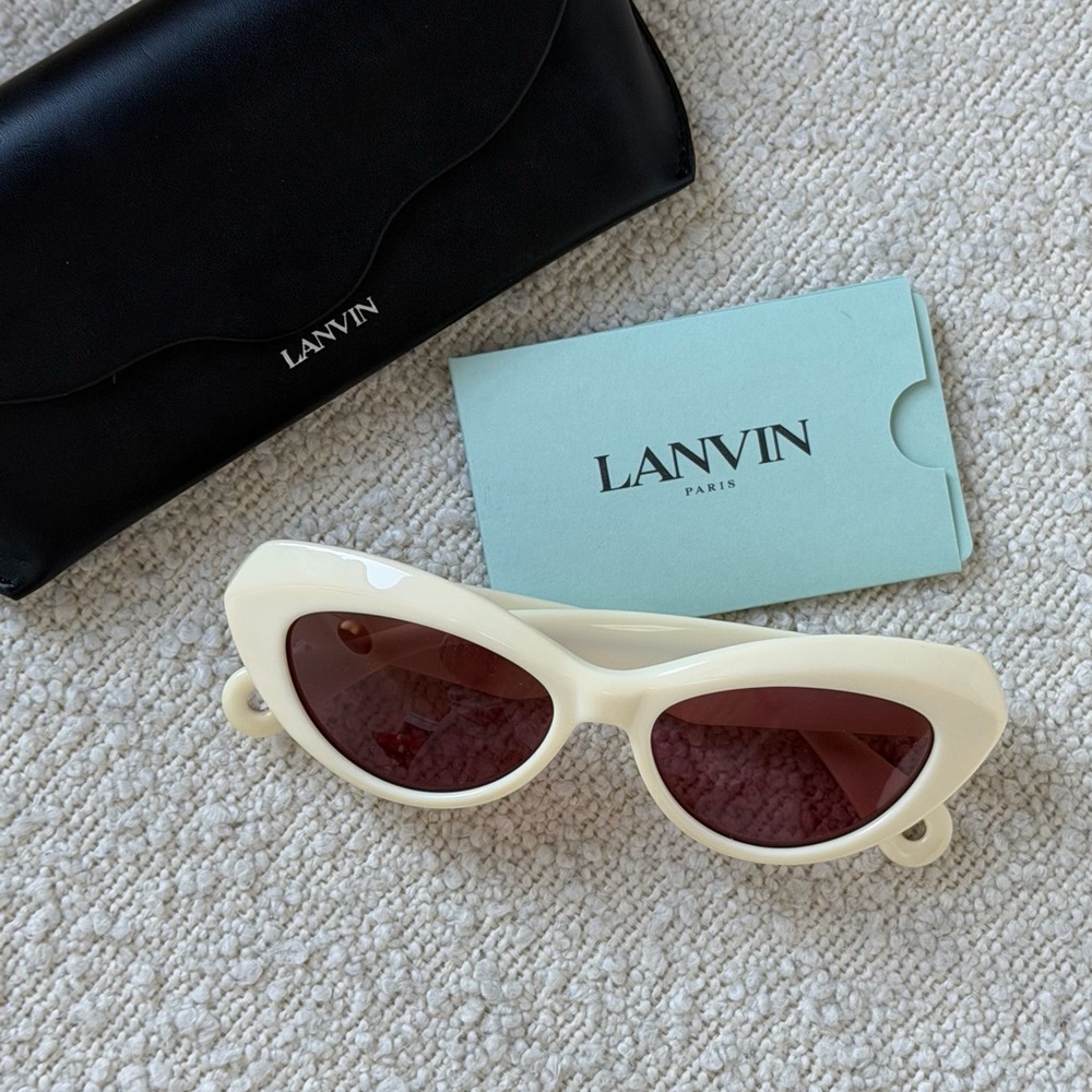 Lanvin Ivory Sunglasses with Burgundy Lenses (with the case)